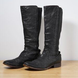 Frye Melissa Scrunch Tall Black Leather Boots Size 8.5